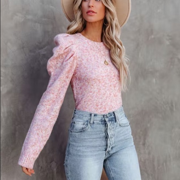 Vici Sweaters - Vici Collection Puff Sleeve Knit Sweater